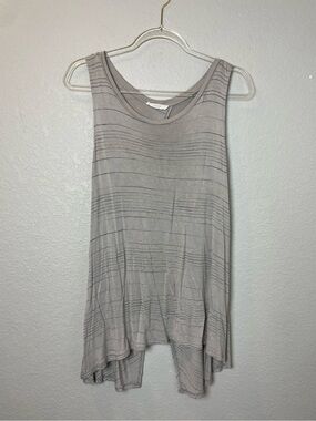 Lush Gray Striped Sleeveless Tank Top with Open Back Size L